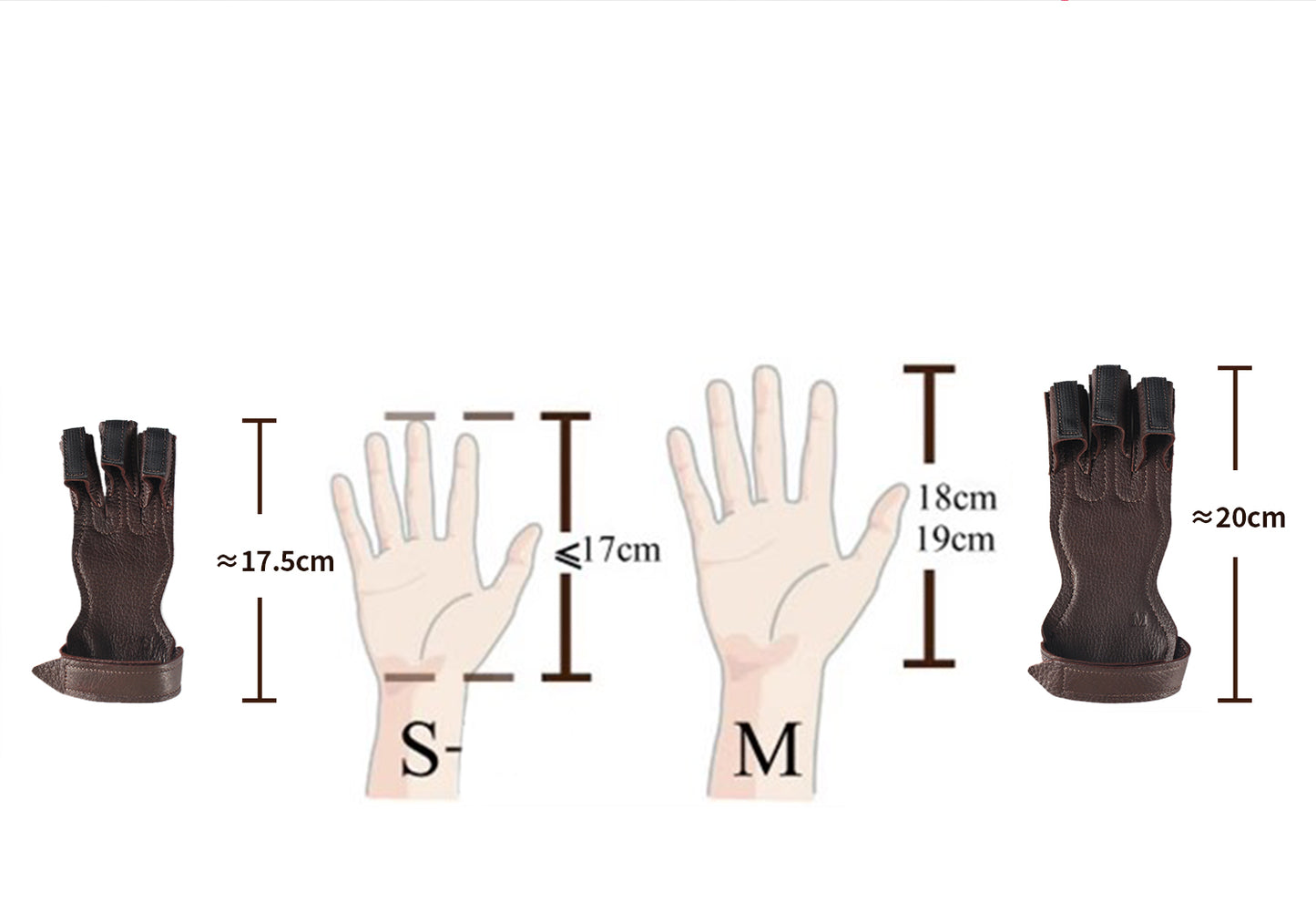 Bosen Pure Deerskin 3-Finger Archery Glove | S/M/L Sizes | Adjustable Velcro | Reinforced Anti-Slip Tips | Traditional Recurve Compound Longbow