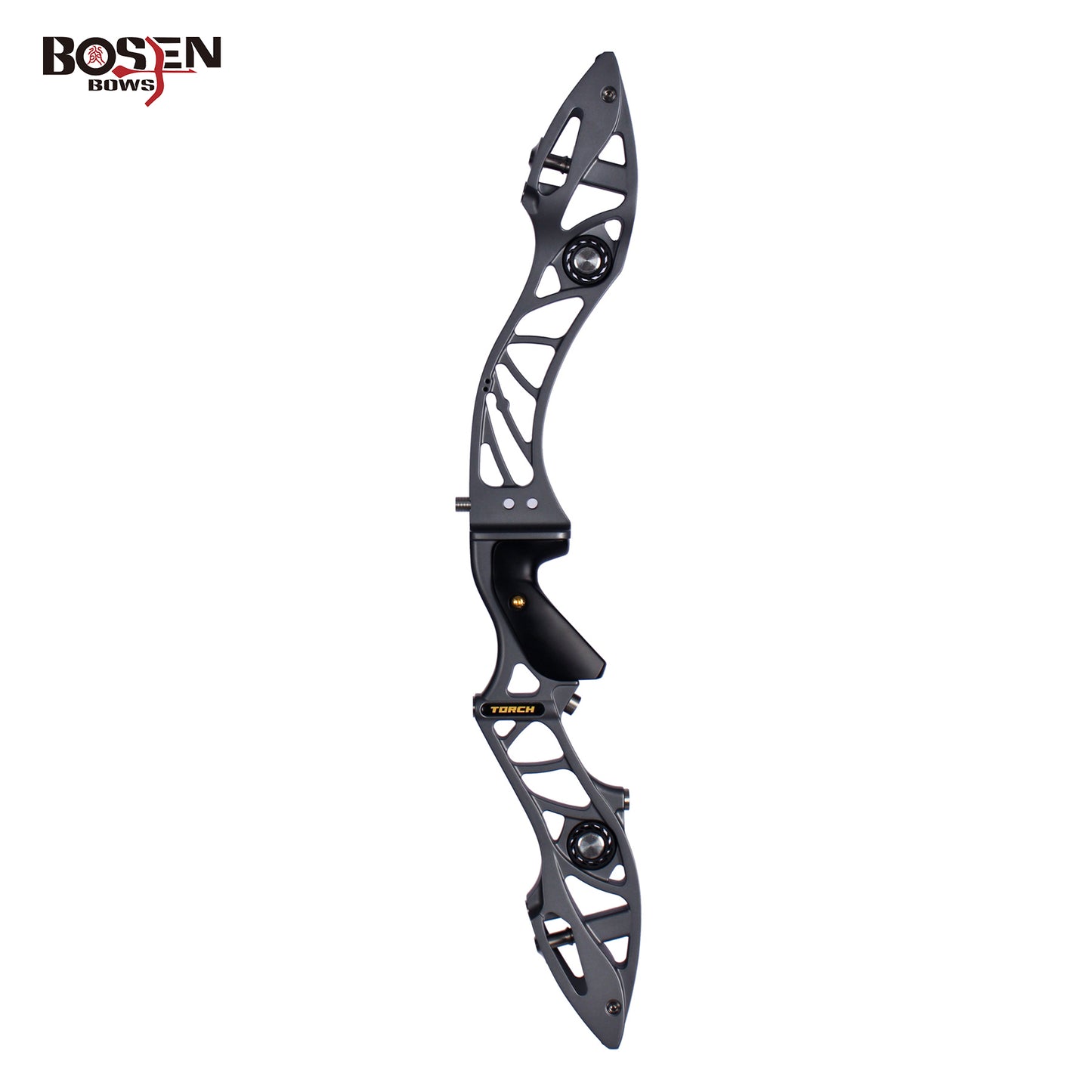 Bosen Venus 25" ILF Riser | Die-Cast Aluminum + CNC Rear | Target & Barebow | Harmonic Dampeners | Titanium Grey / Champagne Gold