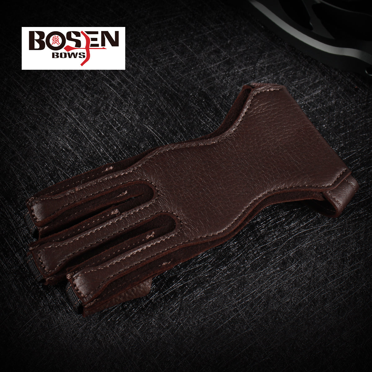 Bosen Pure Deerskin 3-Finger Archery Glove | S/M/L Sizes | Adjustable Velcro | Reinforced Anti-Slip Tips | Traditional Recurve Compound Longbow
