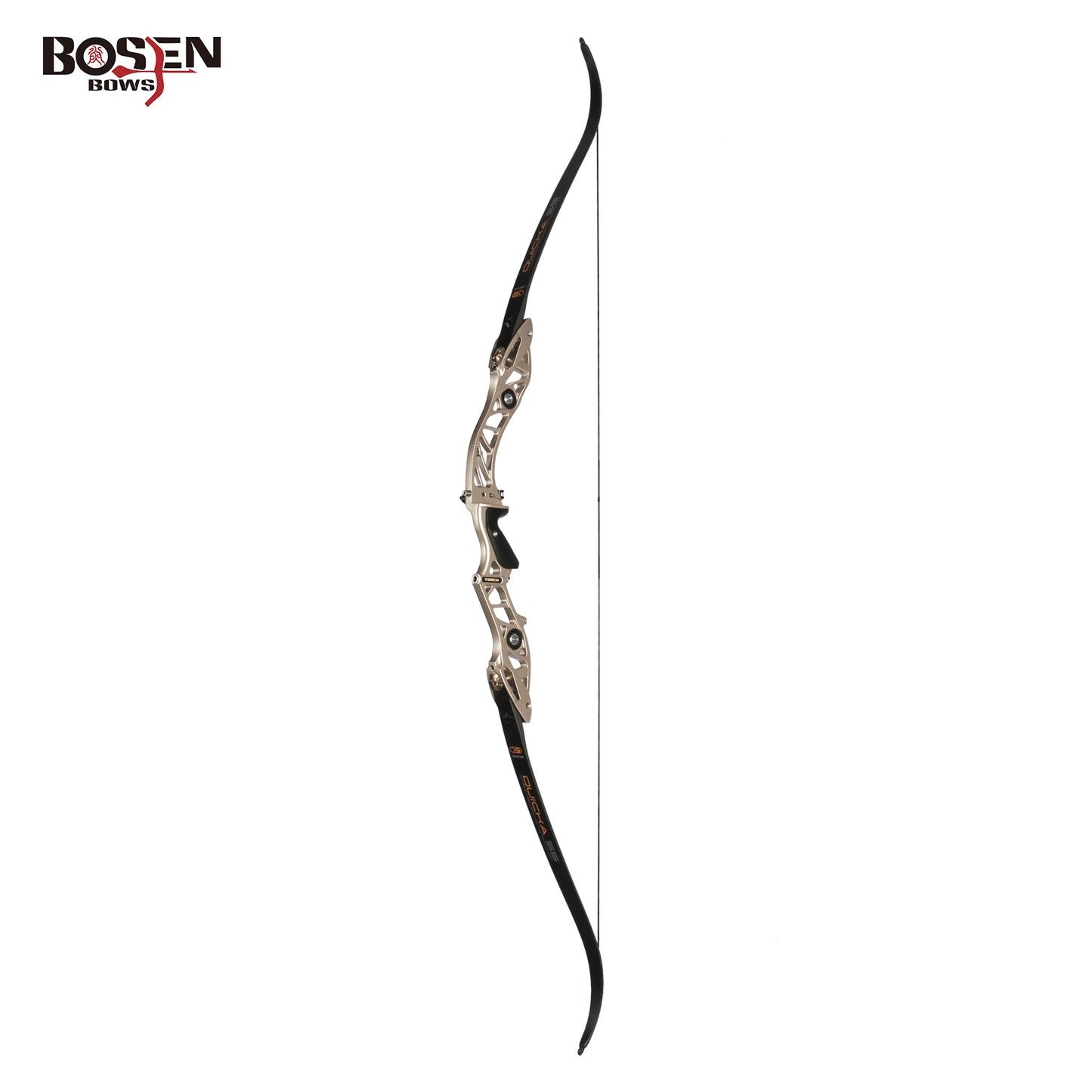 Bosen Venus 25" ILF Riser | Die-Cast Aluminum + CNC Rear | Target & Barebow | Harmonic Dampeners | Titanium Grey / Champagne Gold