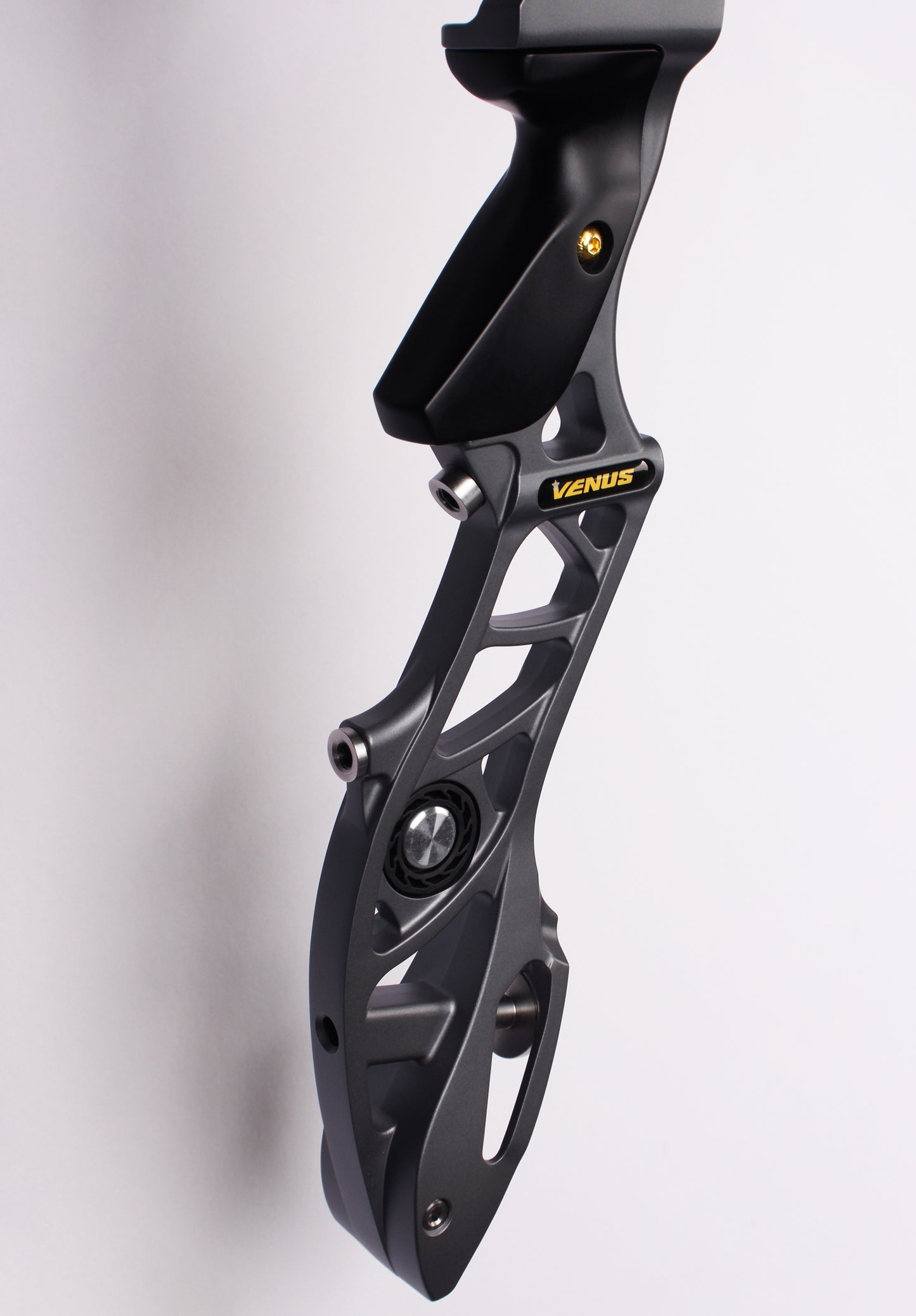 Bosen Venus 25" ILF Riser | Die-Cast Aluminum + CNC Rear | Target & Barebow | Harmonic Dampeners | Titanium Grey / Champagne Gold