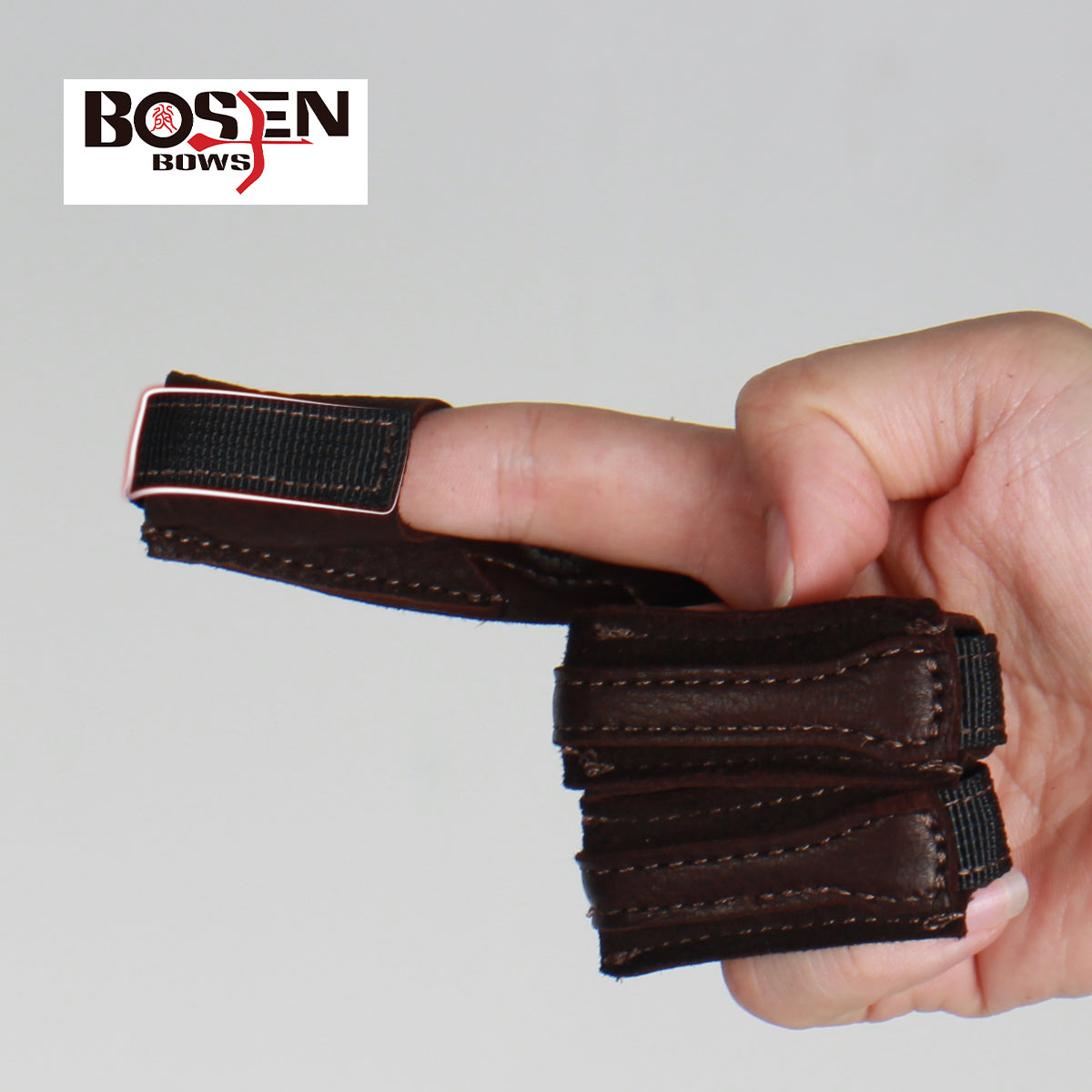 Bosen Pure Deerskin 3-Finger Archery Glove | S/M/L Sizes | Adjustable Velcro | Reinforced Anti-Slip Tips | Traditional Recurve Compound Longbow
