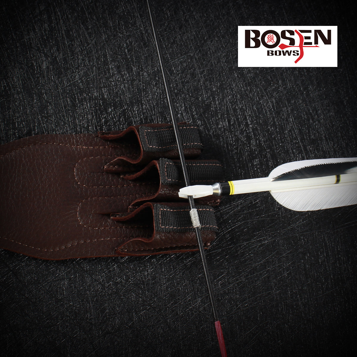 Bosen Pure Deerskin 3-Finger Archery Glove | S/M/L Sizes | Adjustable Velcro | Reinforced Anti-Slip Tips | Traditional Recurve Compound Longbow