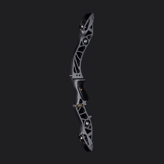 Bosen Venus 25" ILF Riser | Die-Cast Aluminum + CNC Rear | Target & Barebow | Harmonic Dampeners | Titanium Grey / Champagne Gold