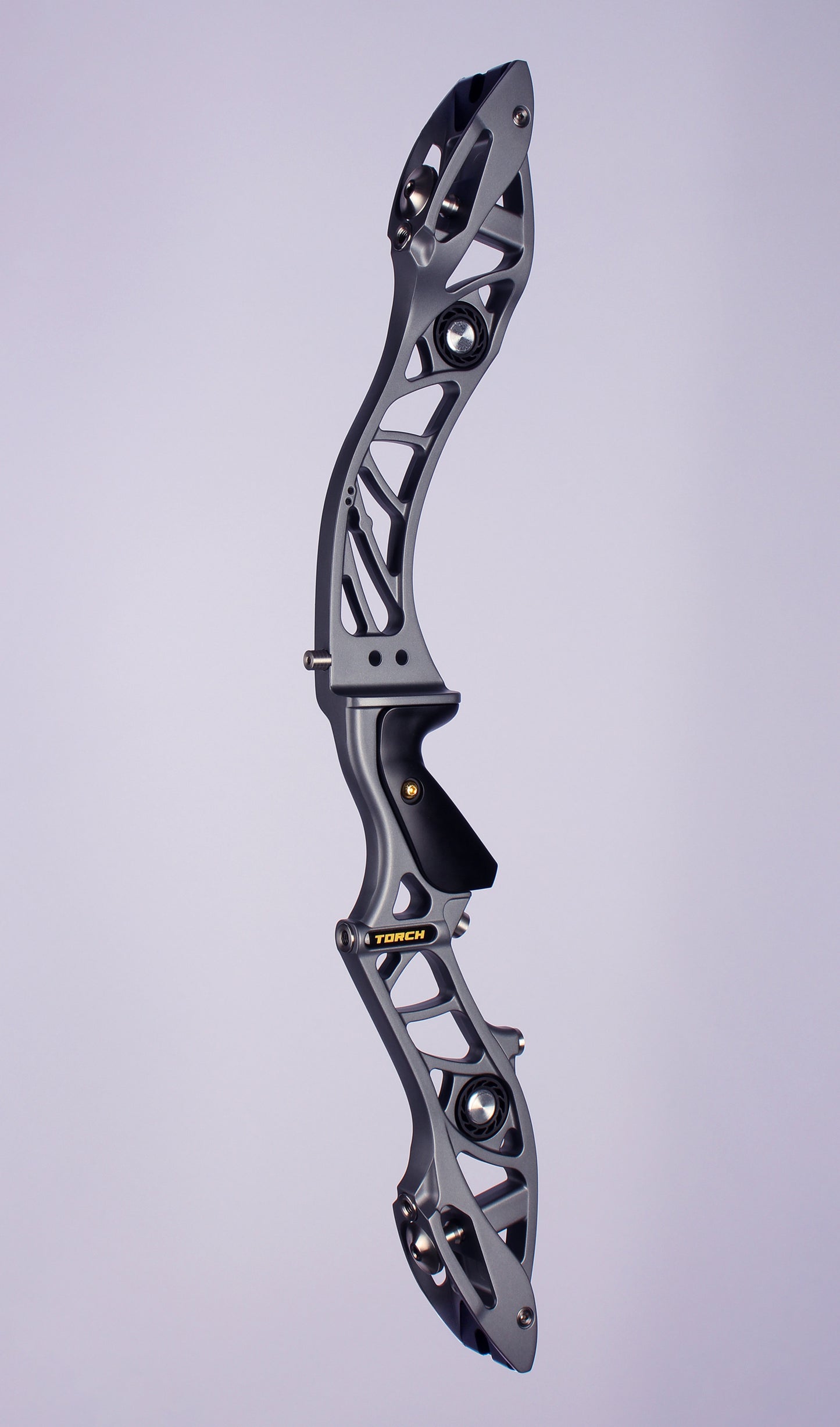 Bosen Venus 25" ILF Riser | Die-Cast Aluminum + CNC Rear | Target & Barebow | Harmonic Dampeners | Titanium Grey / Champagne Gold
